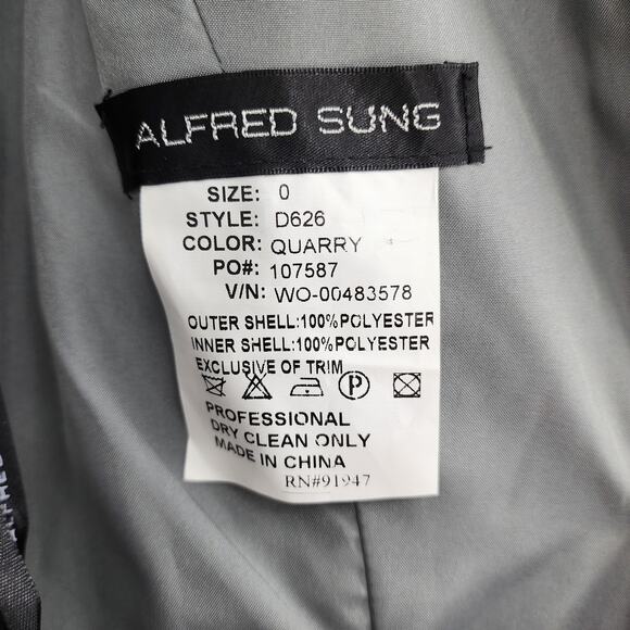 Alfred Sung D626 Cocktail Shoulder Bow Detail Pockets Bateau Neckline Size 0 - Picture 4 of 6